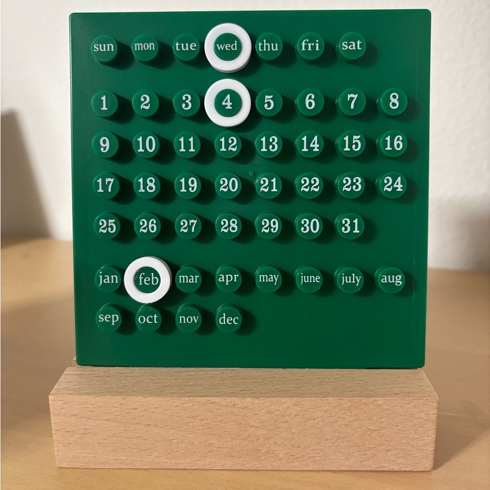 Black Perpetual Calendar with Wooden Stand